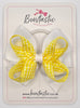 4 Inch Double Bow Bobble - Yellow & White Gingham