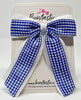 4.5 Inch Tail Bow - Royal Blue & White Gingham