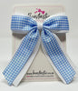 4.5 Inch Tail Bow - Light Blue & White Gingham