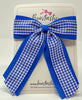 4.5 Inch Tail Bow - Royal Blue & Royal Blue Gingham