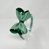 4 Inch Bow Alice Band - Forest Green & Green Gingham