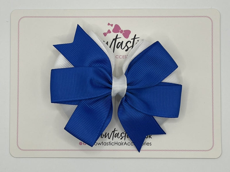 3.5 inch Butterfly Pinwheel Bow - Royal Blue & White