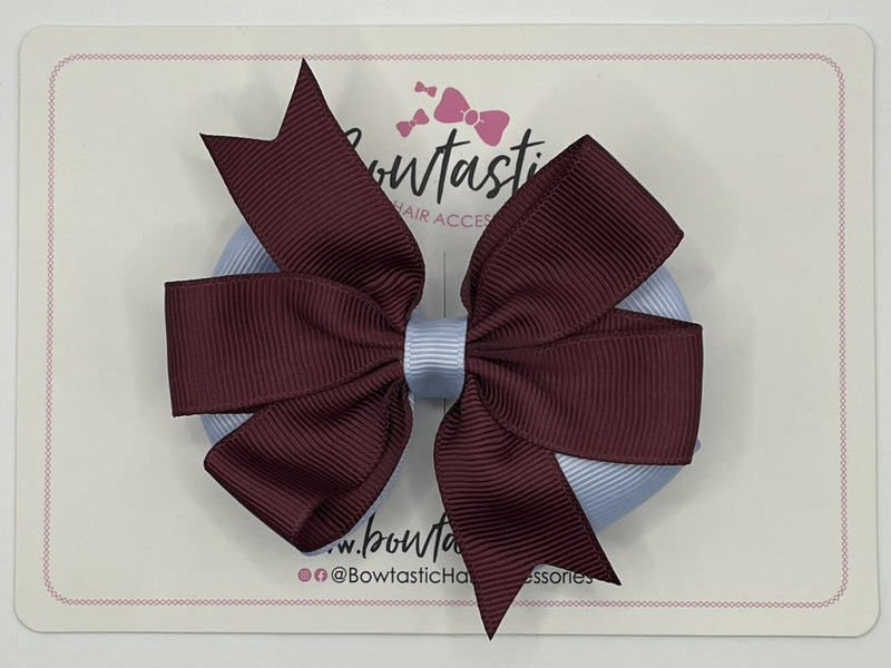 3.5 inch Butterfly Pinwheel Bow - Burgundy & Bluebell