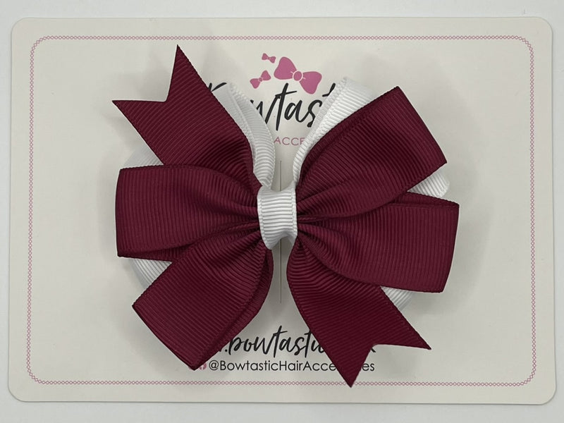 3.5 inch Butterfly Pinwheel Bow - Wine & White