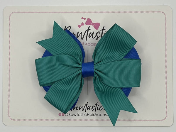 3.5 inch Butterfly Pinwheel Bow - Royal Blue & Jade Green