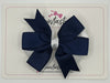 3.5 Inch Flat Double Bow Bobble - Navy & White