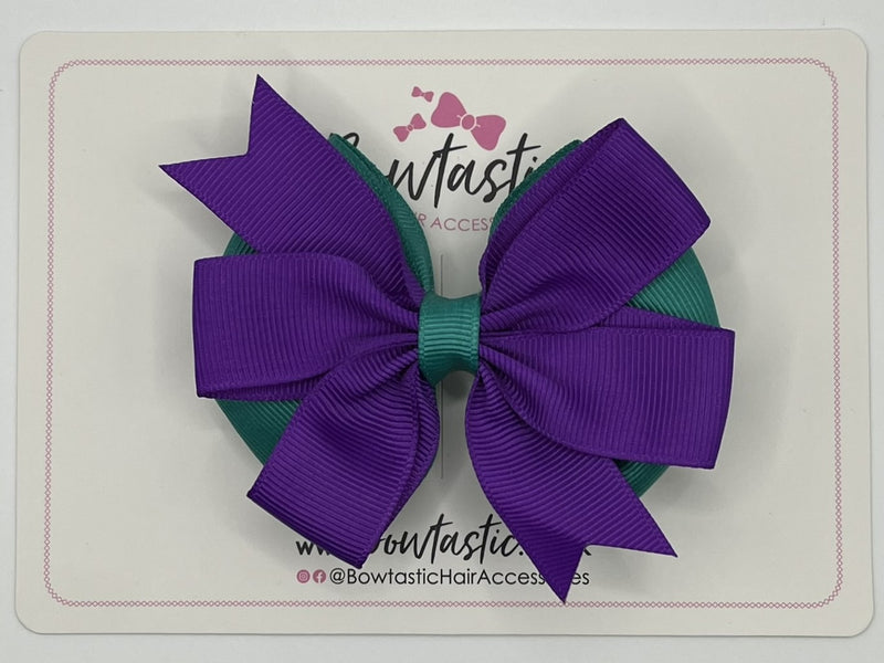 3.5 inch Butterfly Pinwheel Bow - Purple & Jade Green