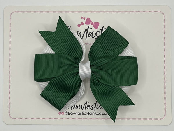 3.5 inch Butterfly Pinwheel Bow - Forest Green & White