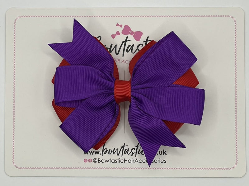 3.5 inch Butterfly Pinwheel Bow - Red & Purple