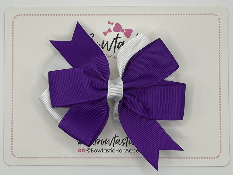 3.5 inch Butterfly Pinwheel Bow - Purple & White