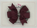 3.5 inch Butterfly Pinwheel Bow - Burgundy & Metal Grey