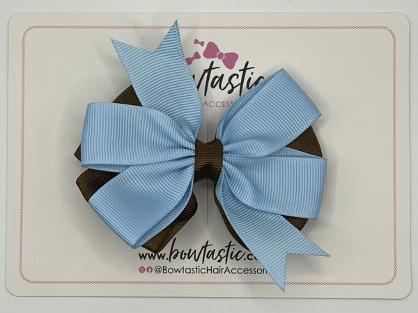 3.5 inch Butterfly Pinwheel Bow - Turftan & Blue Topaz