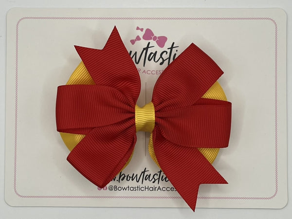 3.5 inch Butterfly Pinwheel Bow - Red & Yellow Gold