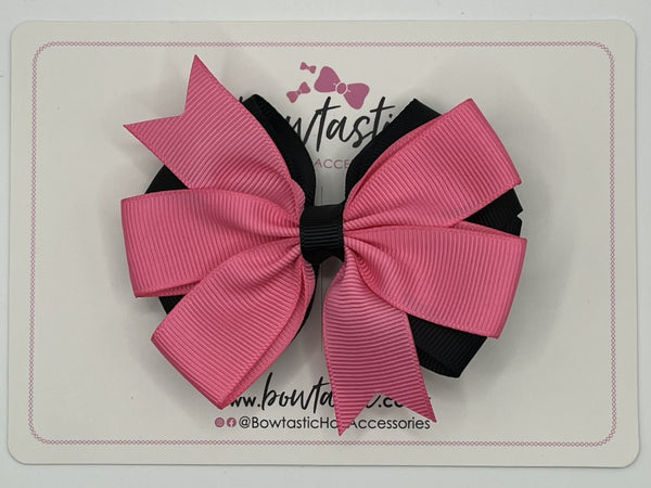 3.5 inch Butterfly Pinwheel Bow - Black & Hot Pink