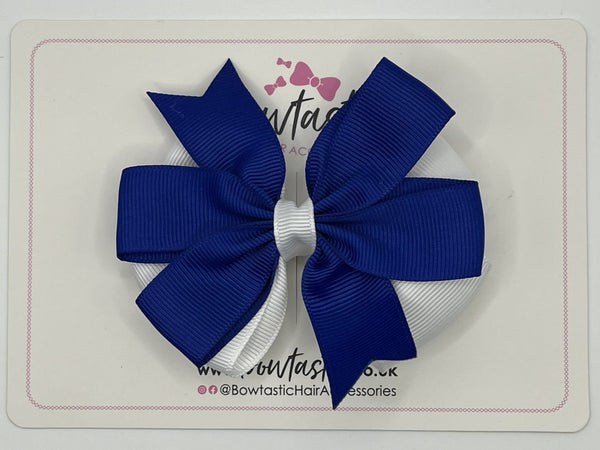 3.5 inch Butterfly Pinwheel Bow - Cobalt & White