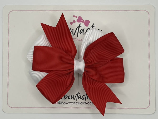 3.5 inch Butterfly Pinwheel Bow - Red & White