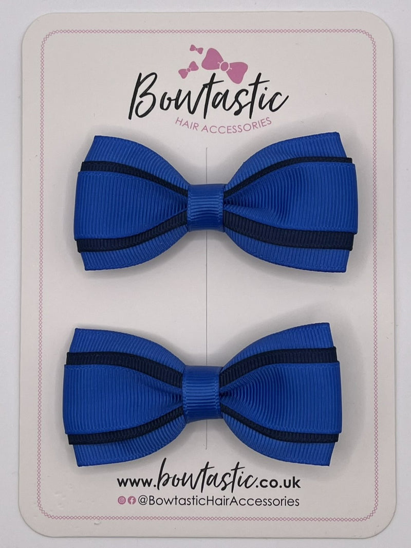 3 Inch 3 Layer Tuxedo Bow - Royal Blue & Navy - 2 Pack