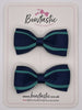 3 Inch 3 Layer Tuxedo Bow - Jade Green & Navy - 2 Pack