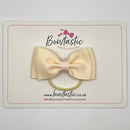 3 Inch Flat Double Bow Thin Elastic - Cream
