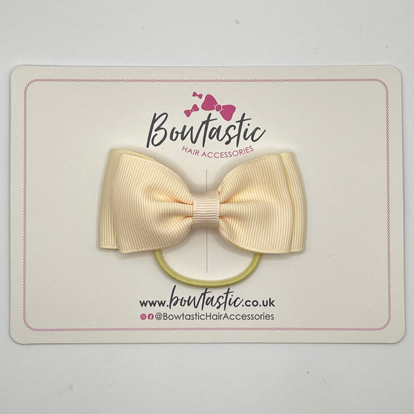 3 Inch Flat Double Bow Thin Elastic - Cream