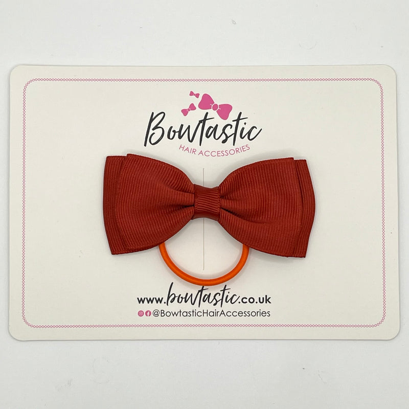 3 Inch Flat Double Bow Thin Elastic - Rust