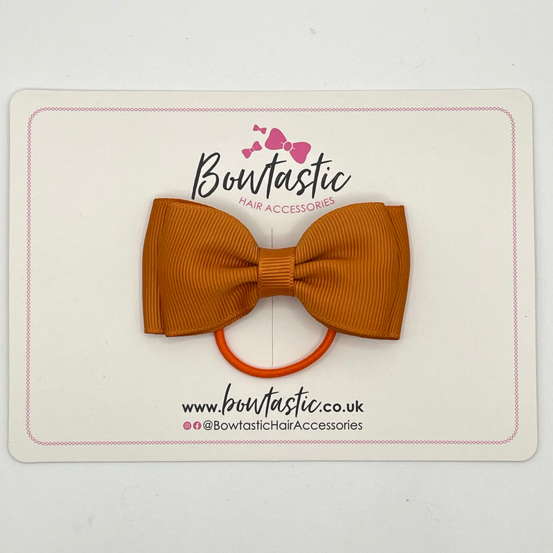 3 Inch Flat Double Bow Thin Elastic - Ginger