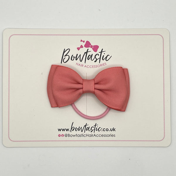 3 Inch Flat Double Bow Thin Elastic - Dusty Rose