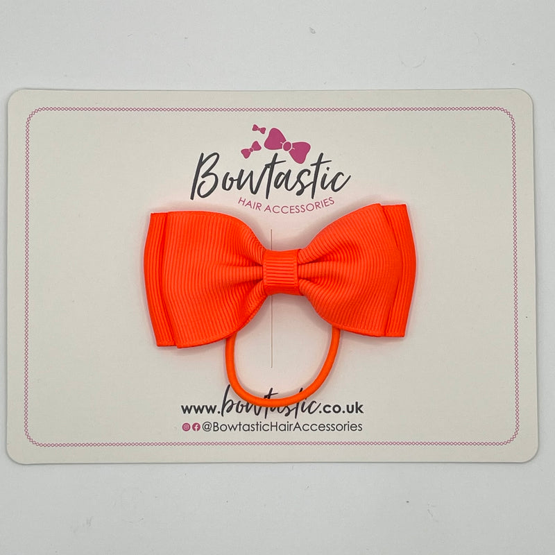 3 Inch Flat Double Bow Thin Elastic - Neon Orange