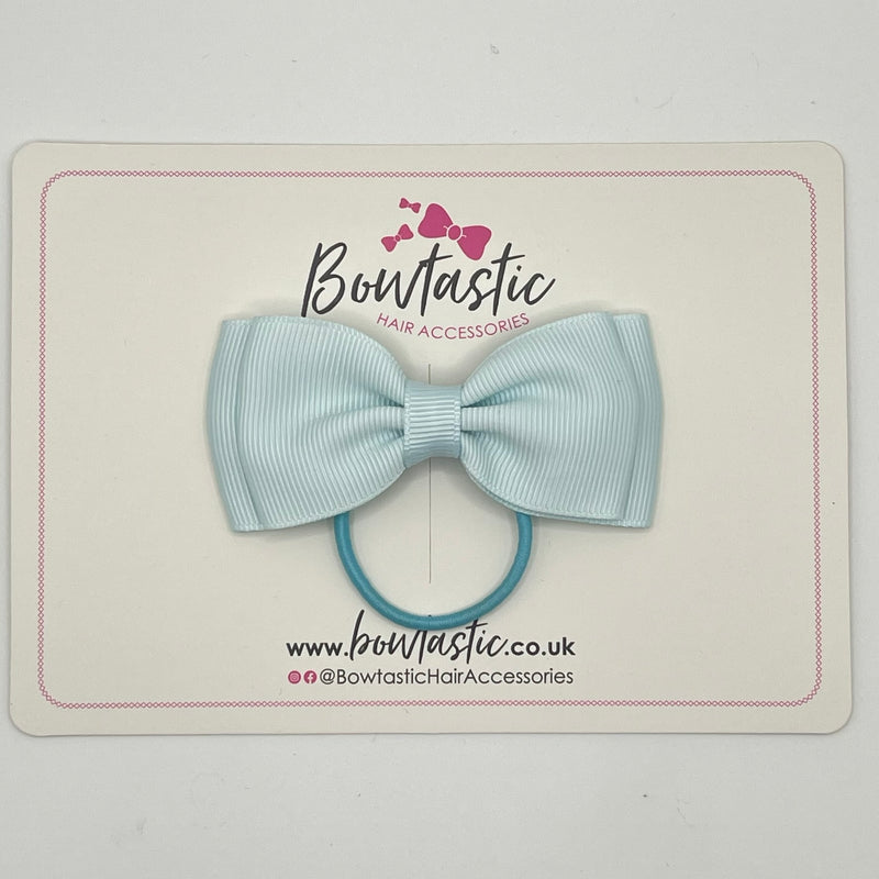 3 Inch Flat Double Bow Thin Elastic - Blue Vapor