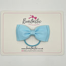 3 Inch Flat Double Bow Thin Elastic - Light Blue