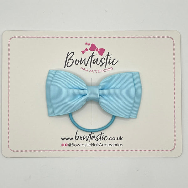 3 Inch Flat Double Bow Thin Elastic - Light Blue