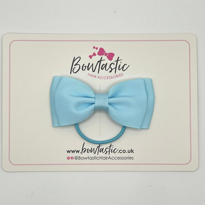 3 Inch Flat Double Bow Thin Elastic - Light Blue