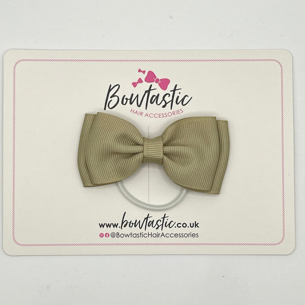 3 Inch Flat Double Bow Thin Elastic - Olive Grey