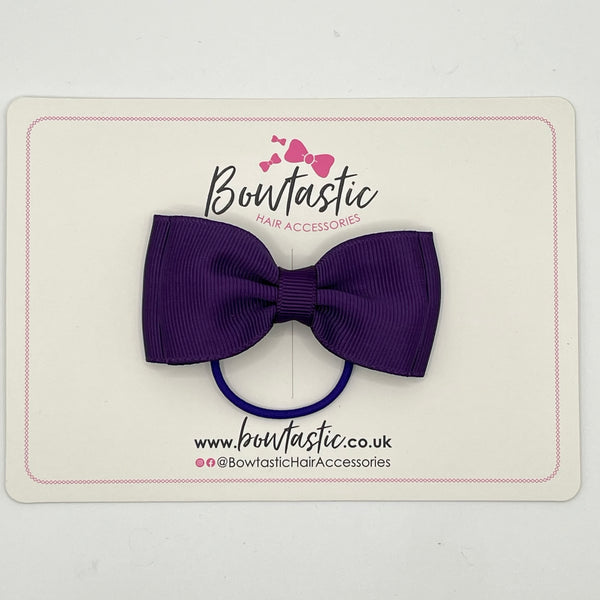 3 Inch Flat Double Bow Thin Elastic - Plum