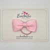 3 Inch Flat Double Bow Thin Elastic - Pearl Pink