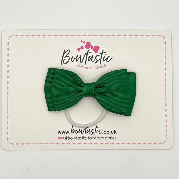 3 Inch Flat Double Bow Thin Elastic - Forest Green