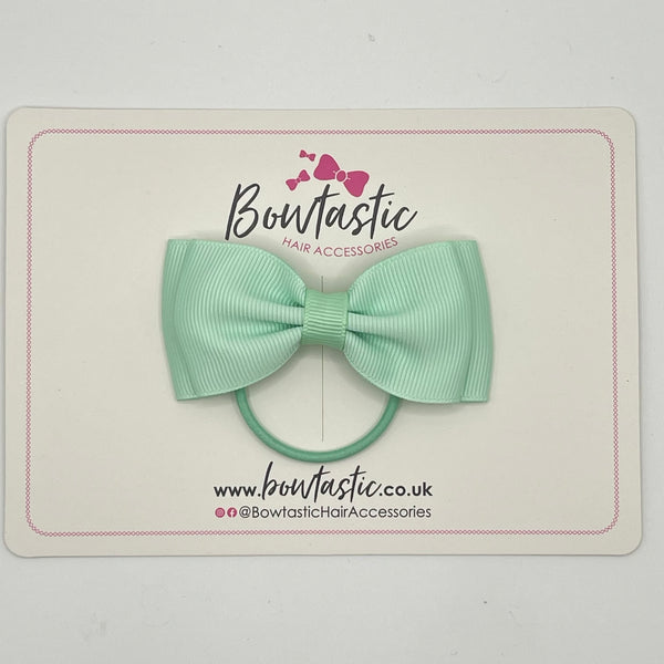 3 Inch Flat Double Bow Thin Elastic - Pastel Green