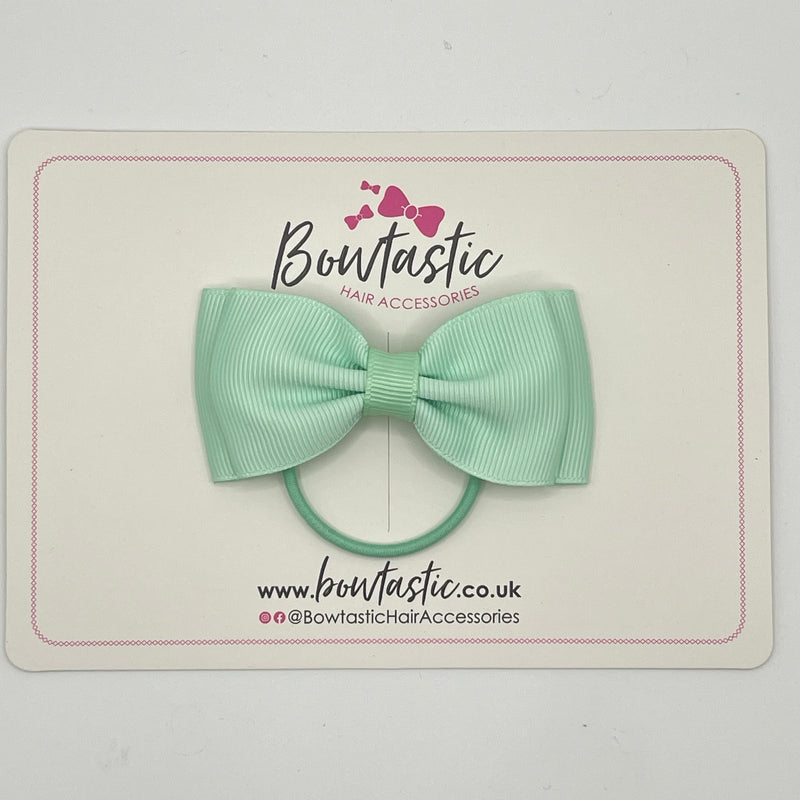 3 Inch Flat Double Bow Thin Elastic - Pastel Green