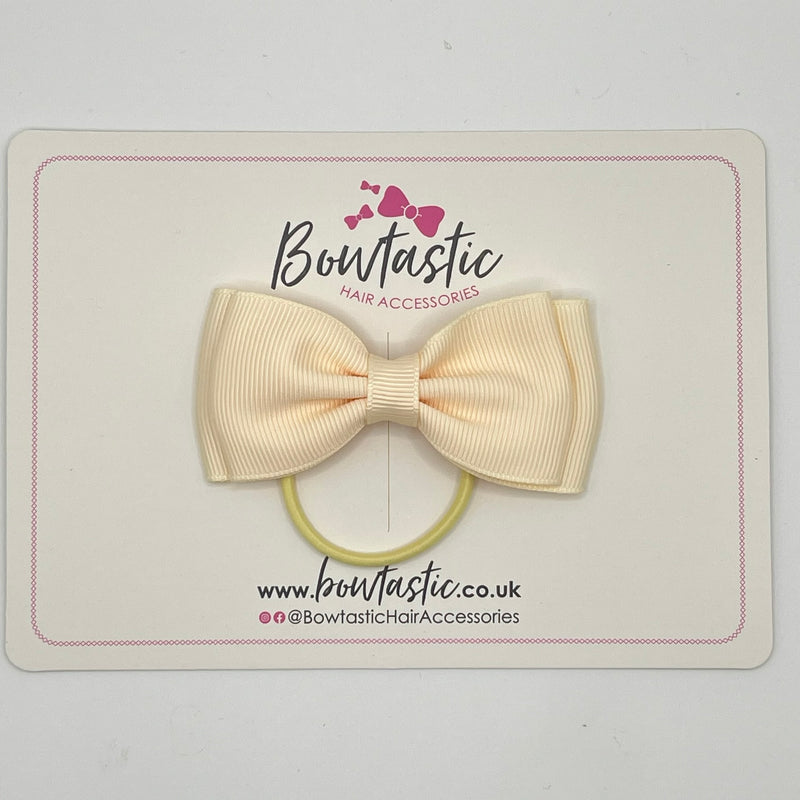 3 Inch Flat Double Bow Thin Elastic - Ivory