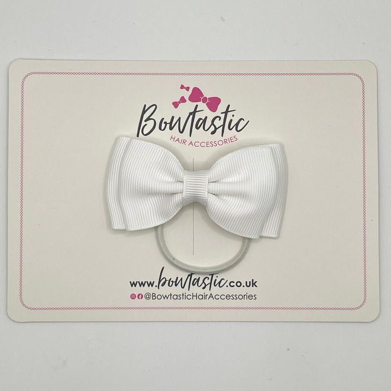 3 Inch Flat Double Bow Thin Elastic - White