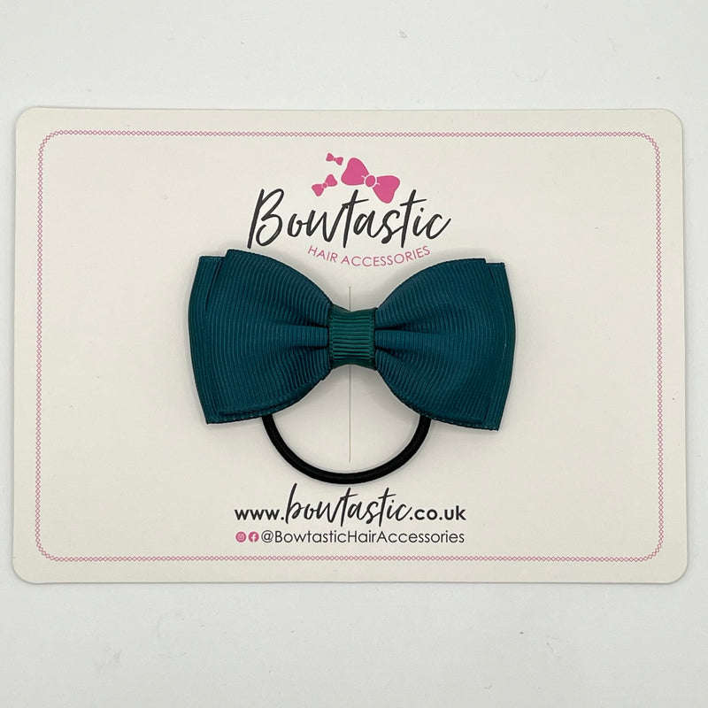 3 Inch Flat Double Bow Thin Elastic - Teal