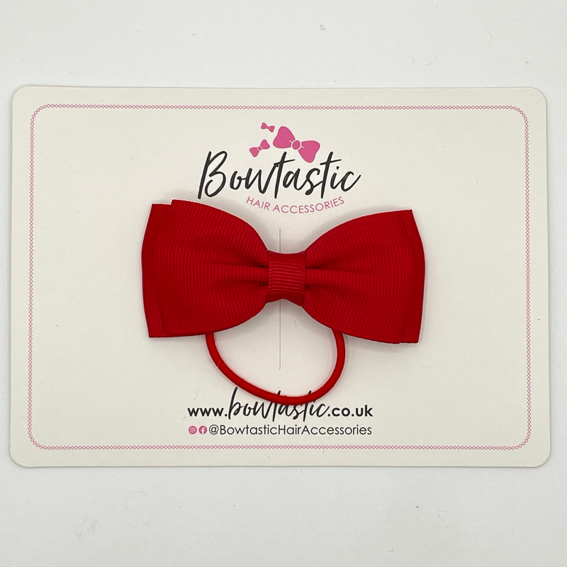 3 Inch Flat Double Bow Thin Elastic - Ruby