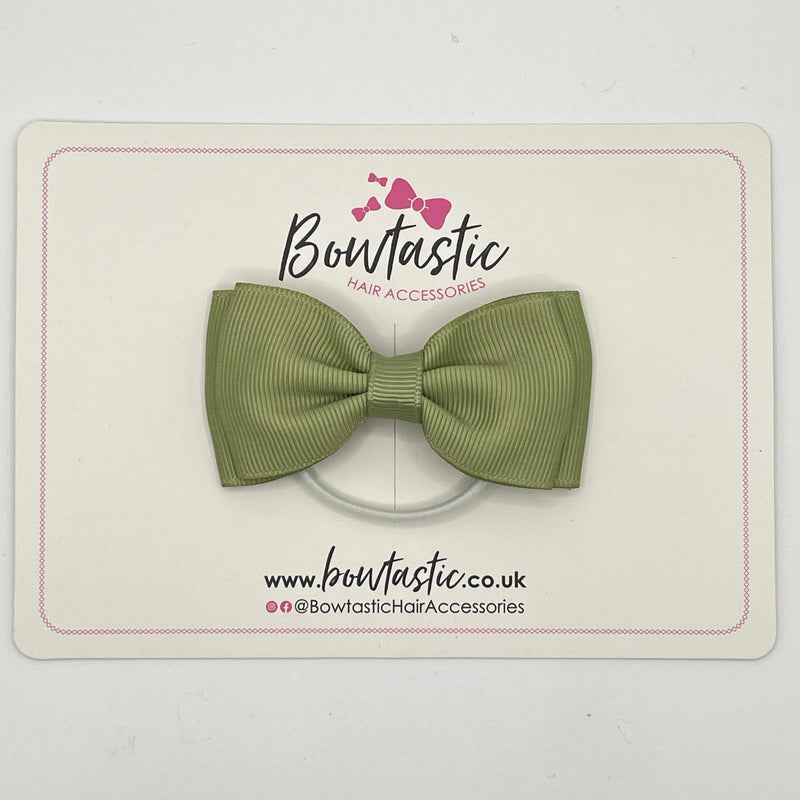 3 Inch Flat Double Bow Thin Elastic - Spring Moss