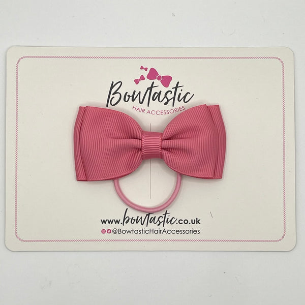 3 Inch Flat Double Bow Thin Elastic - Fantasy Rose