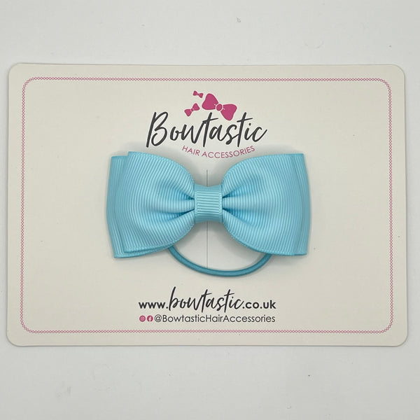 3 Inch Flat Double Bow Thin Elastic - Ocean Blue