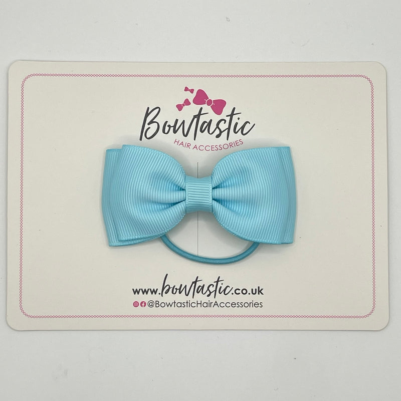 3 Inch Flat Double Bow Thin Elastic - Ocean Blue