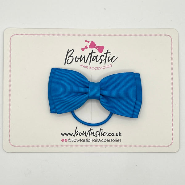 3 Inch Flat Double Bow Thin Elastic - Aegean Blue