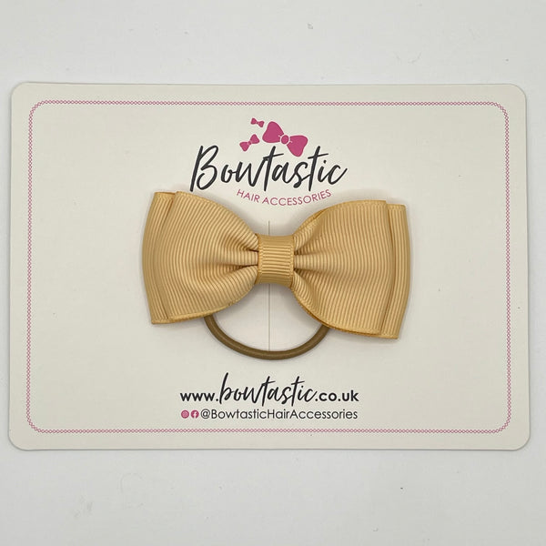 3 Inch Flat Double Bow Thin Elastic - Raw Silk