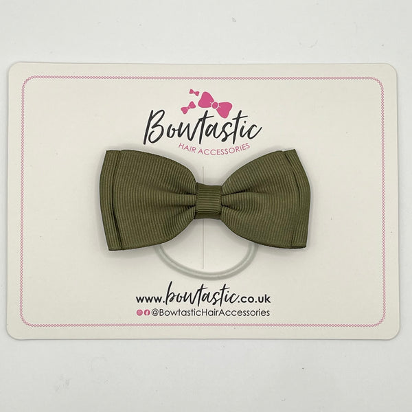 3 Inch Flat Double Bow Thin Elastic - Deep Sage