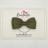 3 Inch Flat Double Bow Thin Elastic - Deep Sage